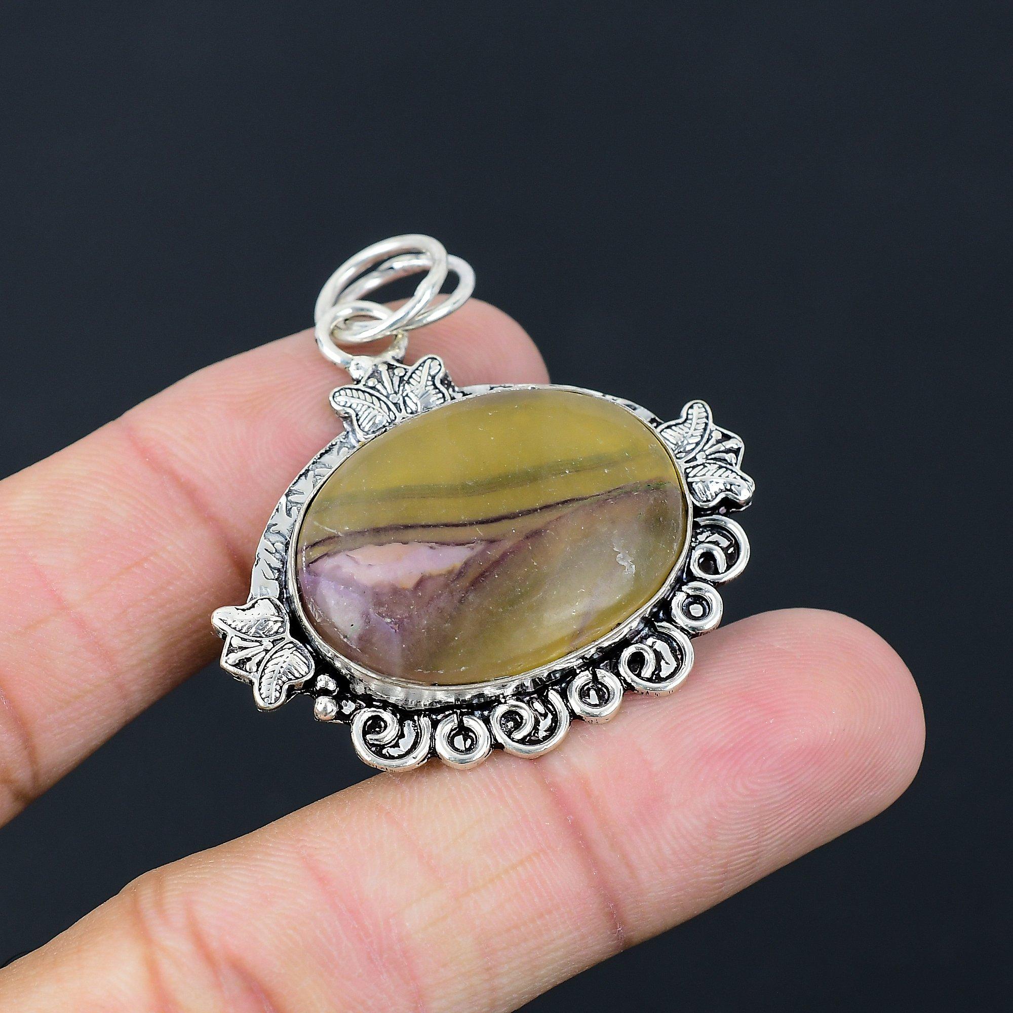 Sisters Day Deal Third Eye Chakra Natural Multi Fluorite 925 Silver Wife Pendant