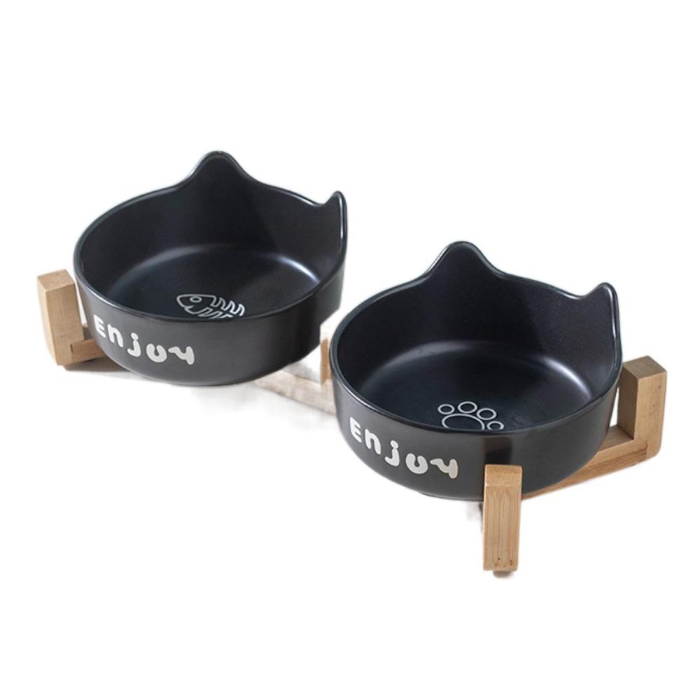 Cute Cat High Foot Bowl Prevent Tipping Dog Food Feeding Basin Pet Bowl  Neck Protection