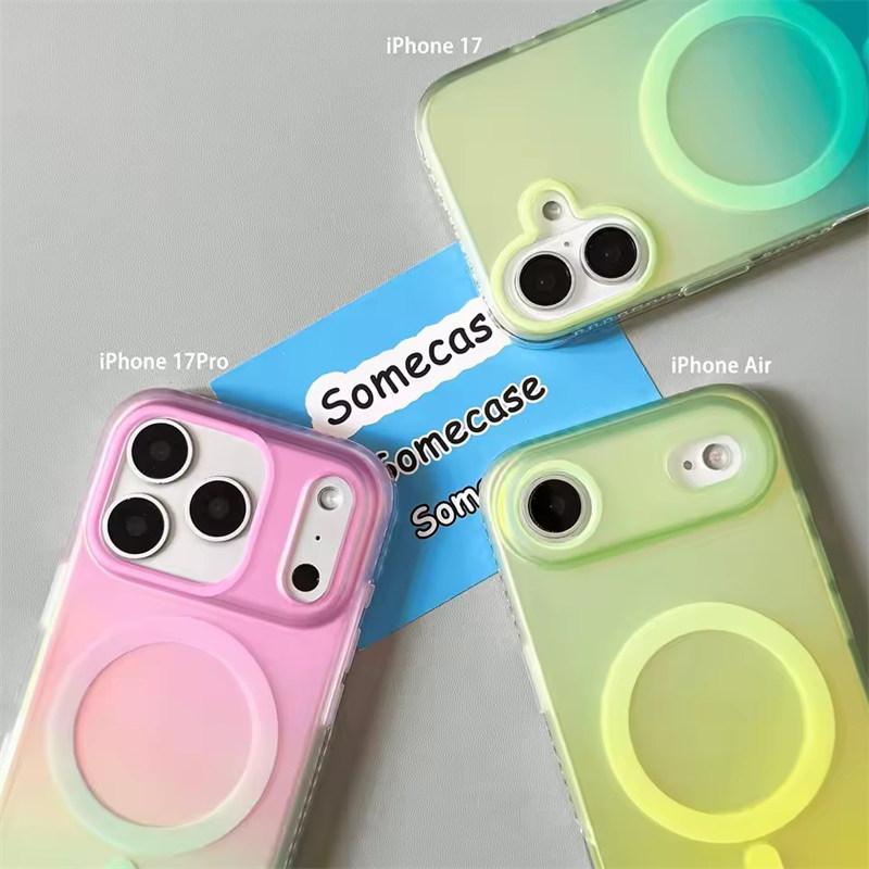 Aurora Gradient Magnetische Hülle für iPhone 17 Pro Max 15 14 13 12 16 Pro Max Plus 17 Air Magnetische Zweifarbige Abdeckung