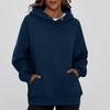 Ladies' Fashionable Solid Color Casual Hooded Pocket Long Sleeved Top