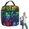 Stained Glass Tree Design Insulated Lunch Bag for Women Kids Portable Food Boxes Thermal Lunch Box Tote