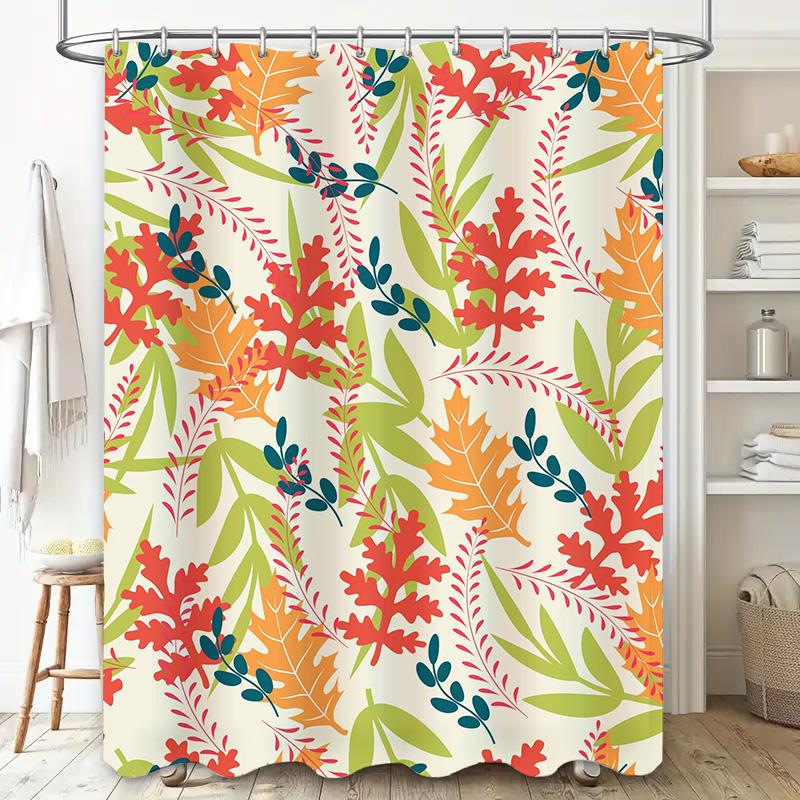 Bright Colorful Shower Curtain Waterproof Bathroom Decor Floral Print Polyester Fabric Home Accessories Modern Design