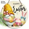 Happy Easter Wooden Sign with Adorable Gnome Pattern - Charming Decorative Hanging Plaque with Easter Bunny, Eggs Pattern - Ideal Easter Decorations