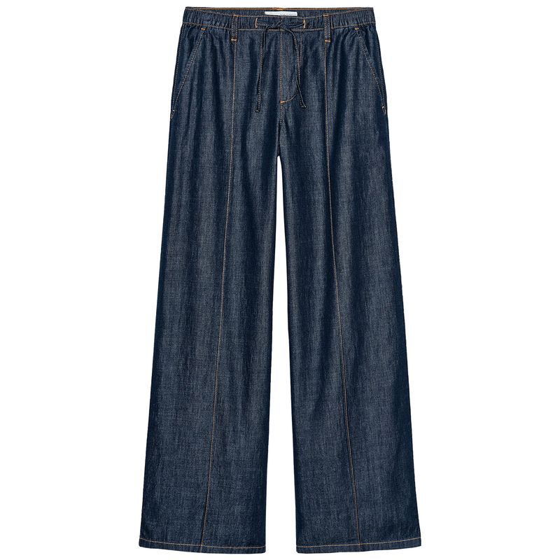 

Zaprha 2025 New Arrival Loose Vertical Plaid High Waist Wide Leg Leisure Jogging Denim Women 4083023 Blue L