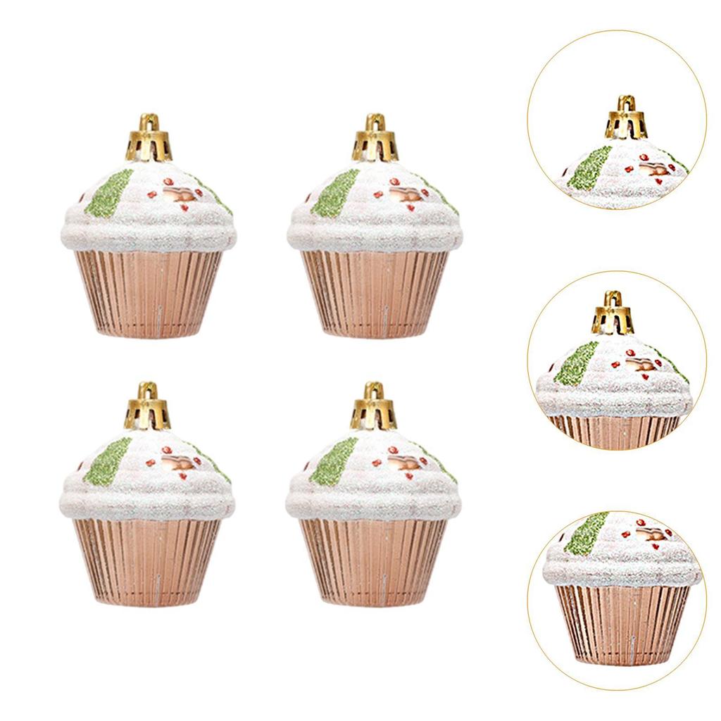 4x Hanging Christmas Tree Ornaments Photo Prop Christmas Cupcake Decorations for Wall Farmhouse Window Gift Wrapping Fireplace