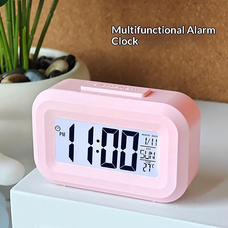 Digital Compact Alarm Clock Temperature Date Display Multiple Colors Easy to Operate for Elderly Student Daily Use