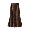 Midi Skirts for Women Elasticized Waistband A Line High Waisted Silk Long Skirt for Fall Winter Women's Leopard Print Flowy Cocktail Maxi Satin Skirts