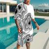 Men Vintage Newspaper Text Full Print Short Sleeve Tee And Matching Shorts Two Piece Outfit