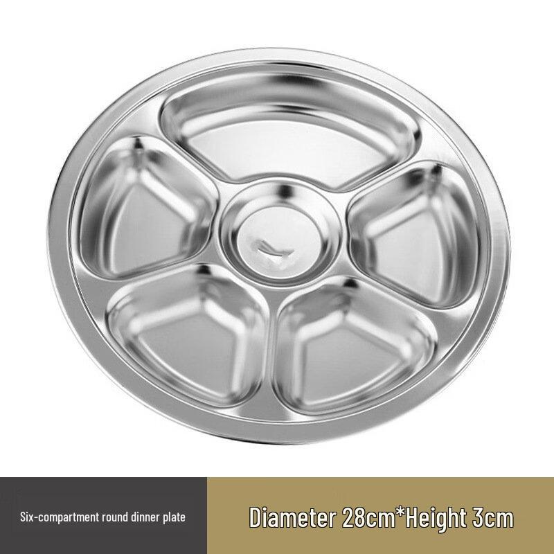 304 Stainless Steel Divided Round Lunch Plate