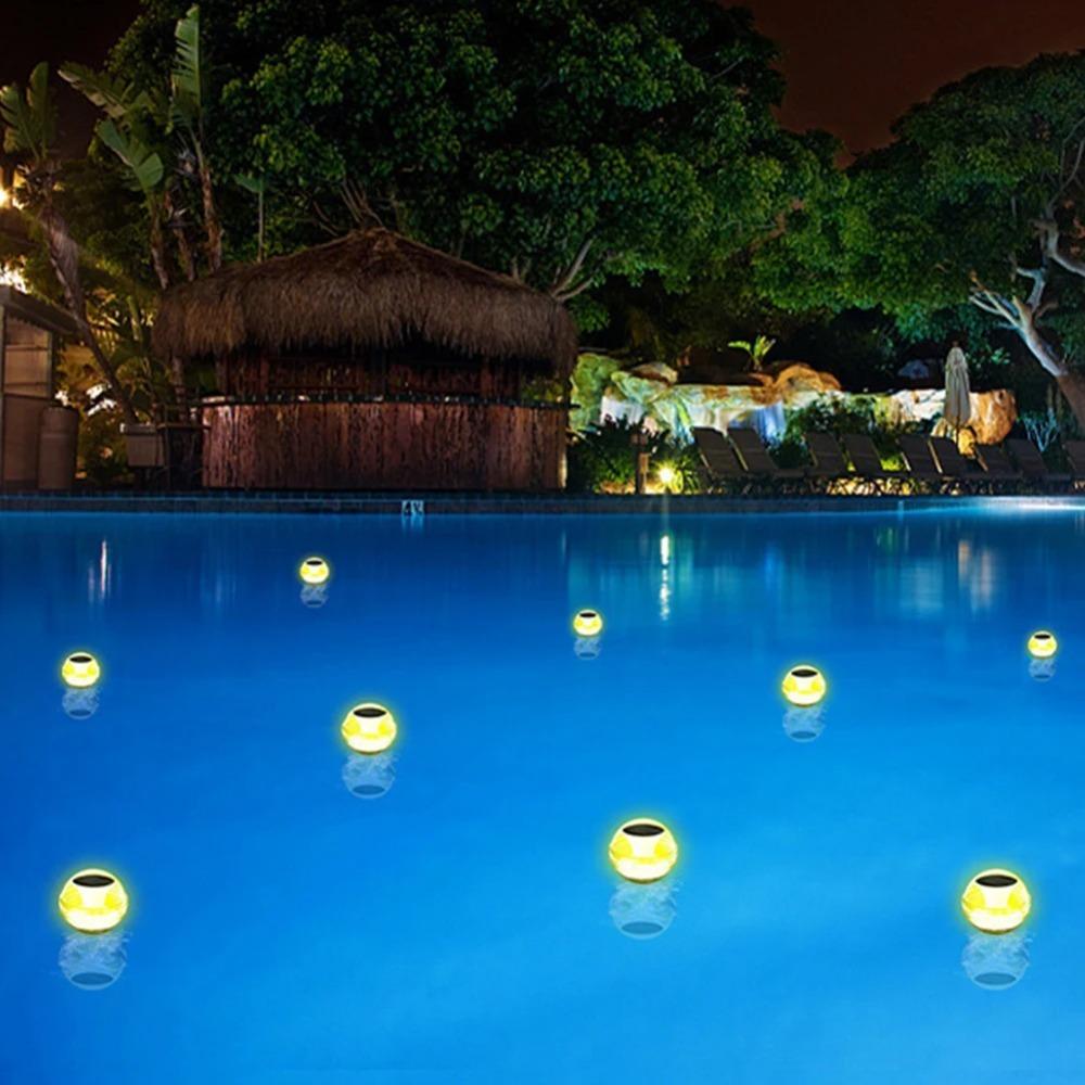 Solar Water Floating Lamp Floating Pool Light Color Changing Pool Landscape Lamp IP65 Waterproof Last Up To12H for Swimming Pool