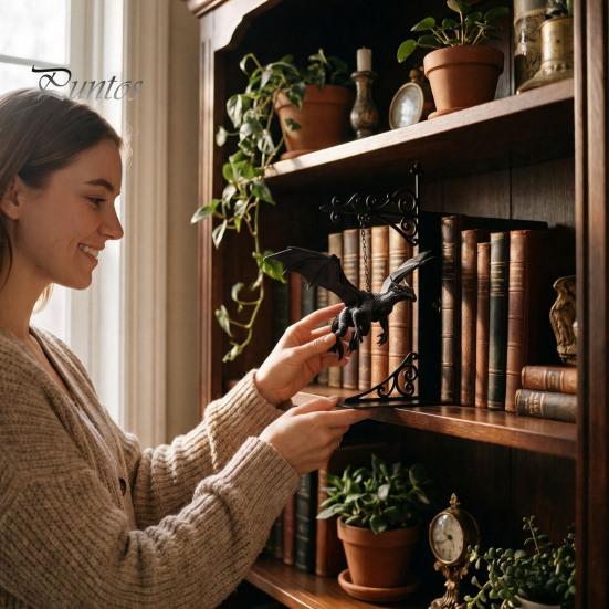 Fantasy Decor for Library Magical Floating Dragon Bookshelf Lamp, Warm LED Night Light, Atmospheric Reading Light Nook Decor, Unique Gift Lovers