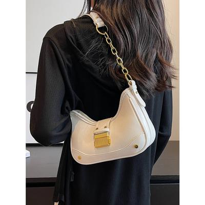 New PU Leather Women Shoulder Bags Solid Color Versatile Female Daily Out Underarm Bag Lady Casual Small Handbags