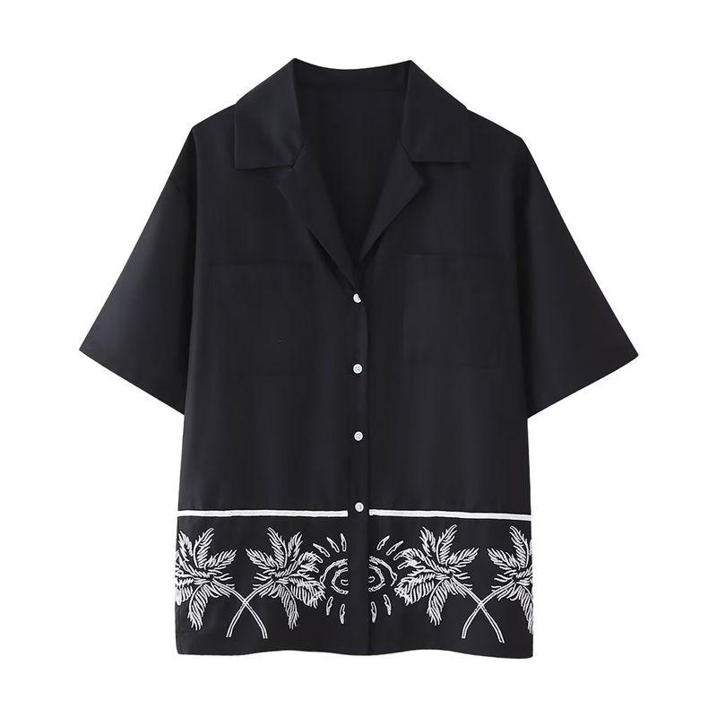 Kaslead New Arrival Women's Fashion Style Fashion Embroider Short Sleeve Shirt Casual Pants Suit