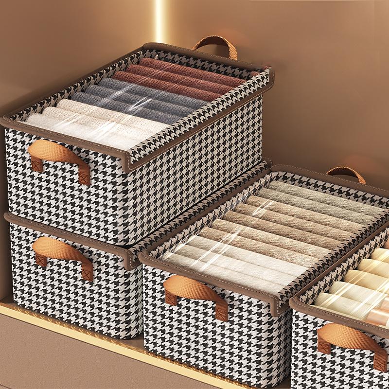 Folding Metal Frame Clothes Storage Box Large Capacity Pants Storage Box Household Moisture-proof Closet Organizer Storage Boxes
