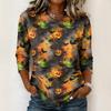 Women Loose Fit Casual 3/4 Sleeve Top Halloween Print Comfortable Pullover Lightweight Blouse for Everyday Wear