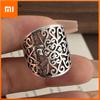 925 Sterling Silver Rings for Women Couple Minimalist Handmade Simple Flower Pattern Ring Fine Jewelry Gift Prevent Allergy