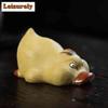 Yixing Zisha Cute Little Yellow Duck Tea Pet Elegant Fish Tank Landscaping Tea Figurine Play Toys Tea Statue Ornaments Craft