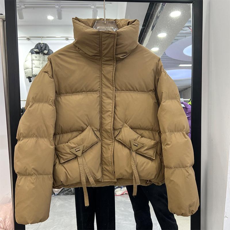 Winter new stand-up collar down jacket women's short casual fashion thickened bread jacket white duck down jacket tide
