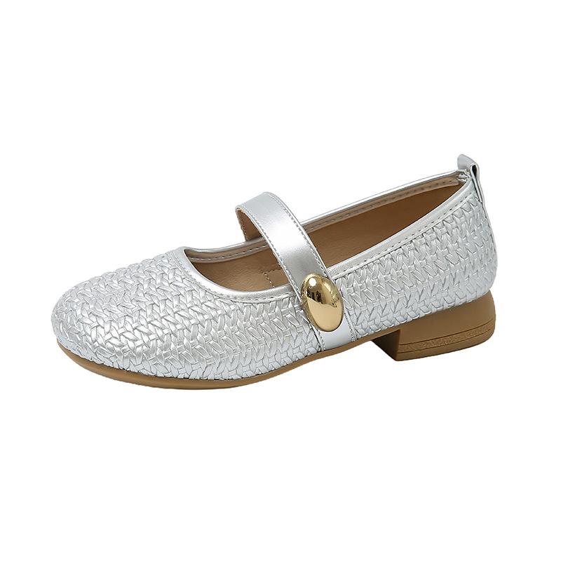 French flat-bottomed shallow-mouth single shoes for women's new autumn matching skirts, one-word belt woven Mary Jane shoes for women