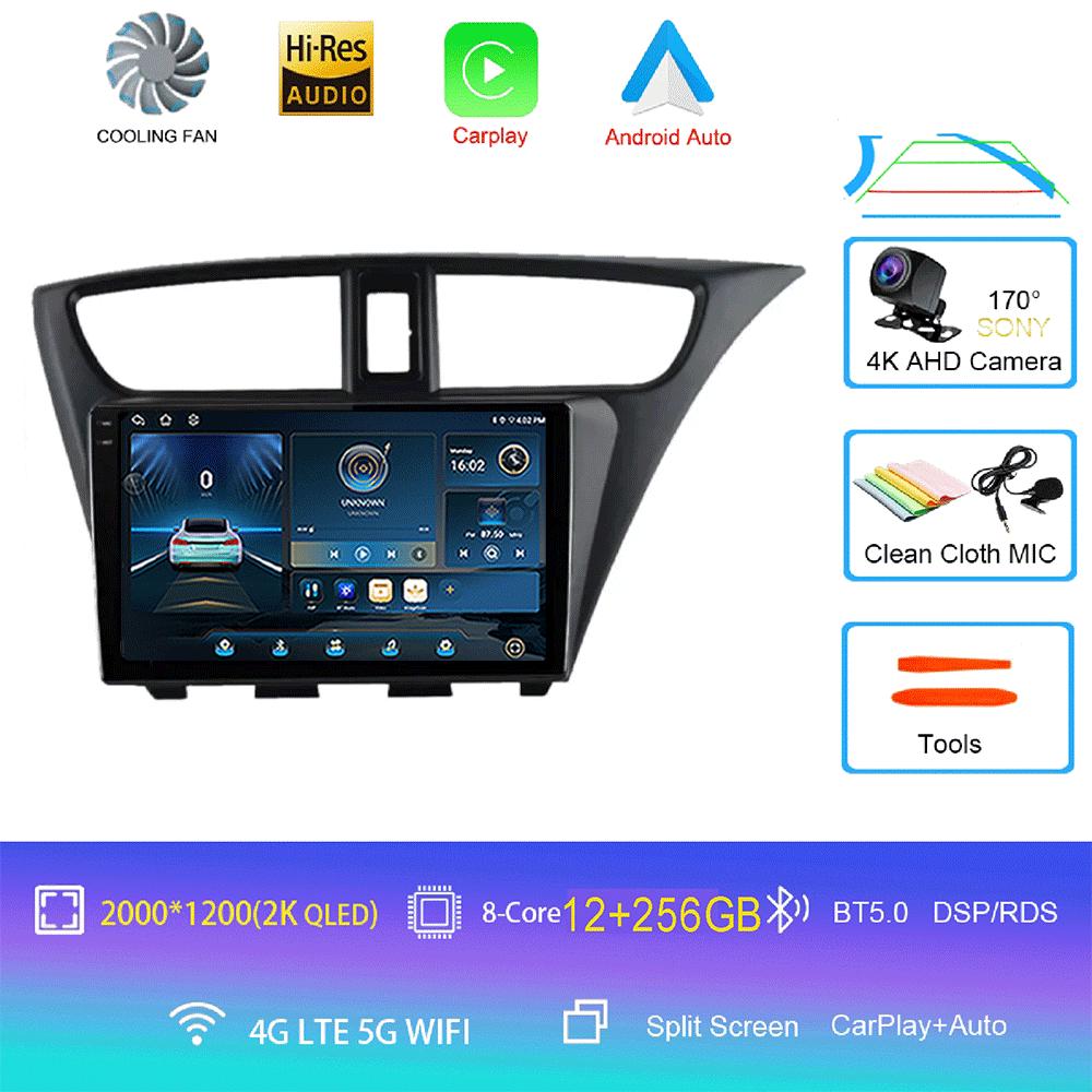 Android 14 Carplay Radio De Coche Para Honda CIVIC Hatchback 2012 2013 2014 2015 2016 2017 Reproductor Multimedia Navegación GPS