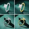 18K White Gold Plated S925 Sterling Silver Ring with Square Zirconia - Simple European & American Fashion Engagement Ring