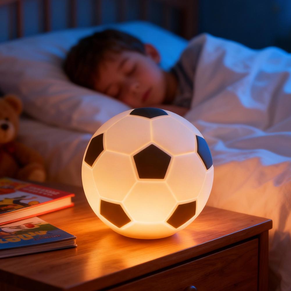 Cartoon Football Night Light Rechargeable Sleeping Night Lamp Dimmable Boys Bedside Lamp For Room Decoration Kids Gift