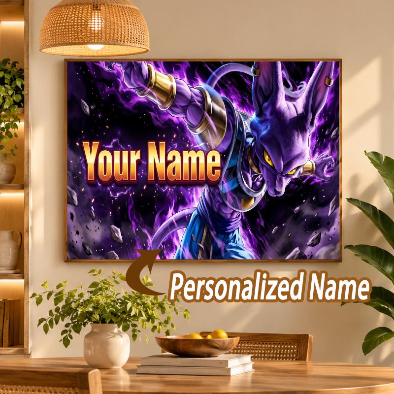 Beerus Custom Name Diamond Painting Personalized 5D Full Drill DIY Diamond Art Home Decor