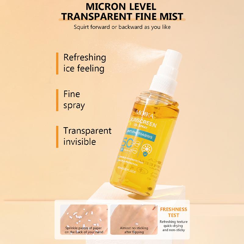 Moika Sunscreen Oil Spray Facial Body Whitening Sun Cream Sunblock Skin Protective Cream Oil-Control Moisturizing Spf50+ 100ml