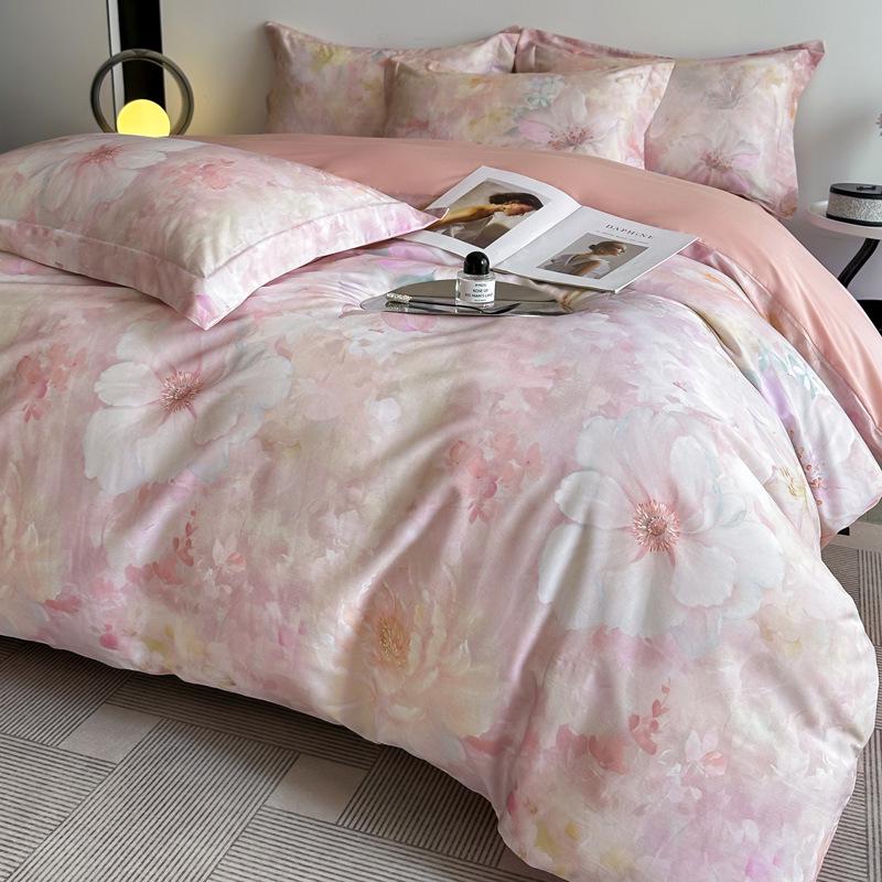 Tencel Cotton Printed Four-Piece Set - Lightweight Luxury Bedding for Spring & Summer