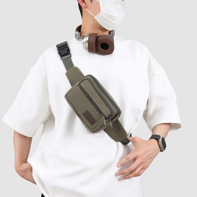 Men's Outdoor Canvas Waist Bag - High Capacity Durable Fanny Pack for Sports & Travel (Water-Resistant Phone Purse)