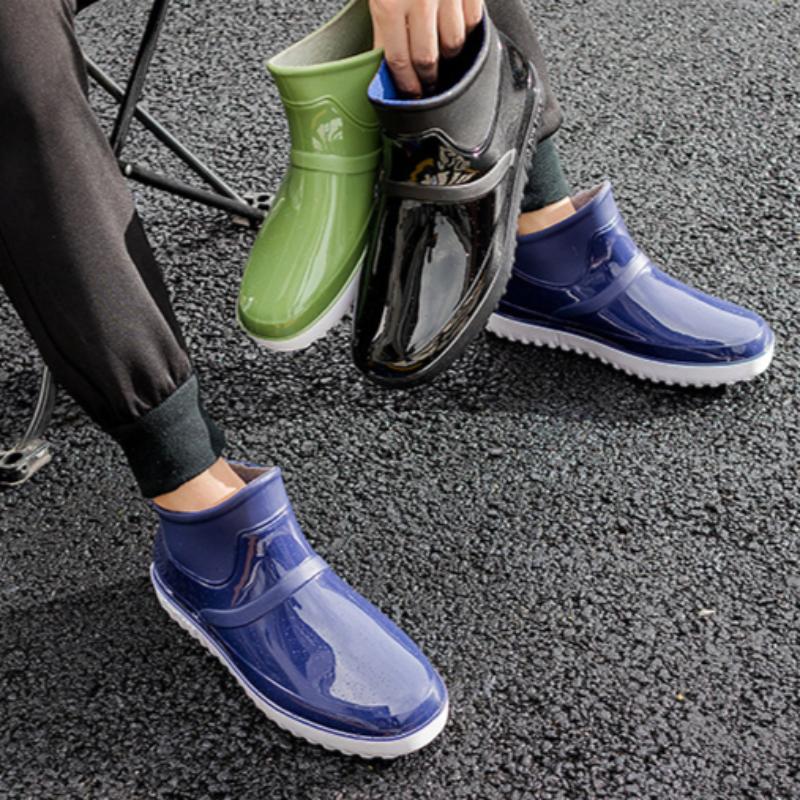 Kalosze Męskie Modne Buty do Wody Cztery Pory Roku Kalosze Outdoorowe Krótkie Cholewki Buty Robocze Wodoodporne Antypoślizgowe Niskie Gumowe Buty