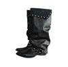 Spice Girl Rivet Pointed Trousers Boots Women'S Retro Belt Buckle Thick Heel Knight Boots Black Pile Boots Women'S