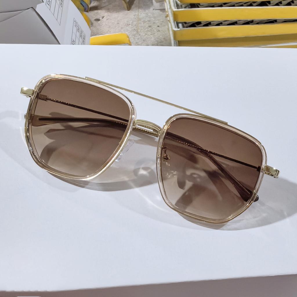 Trendy Square Sunglasses Fashion Vintage Double Bridge Casual Sun Glasses Women Stylish Oversized Brand Design Shades