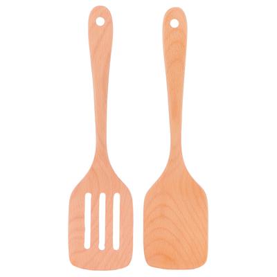 2Pcs Wooden Spatula Set Environmentally NoStick High Temperature Resistant Flat Spatula for Home