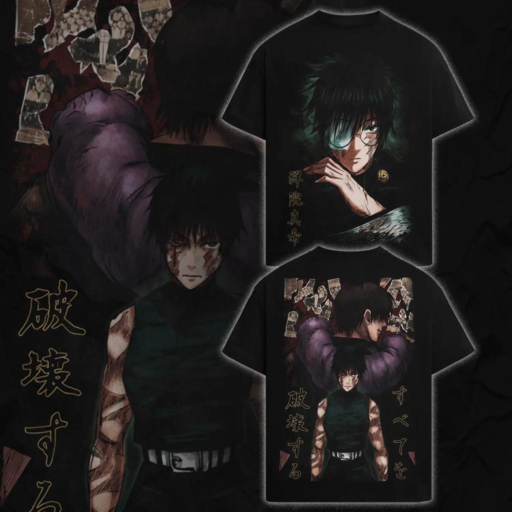 Fushiguro Toji Jujutsu Kaisen T Shirt Zenin Maki Printed Vintage Washed T-shirt Men's Clothing Cotton Short Sleeve Tees Tops
