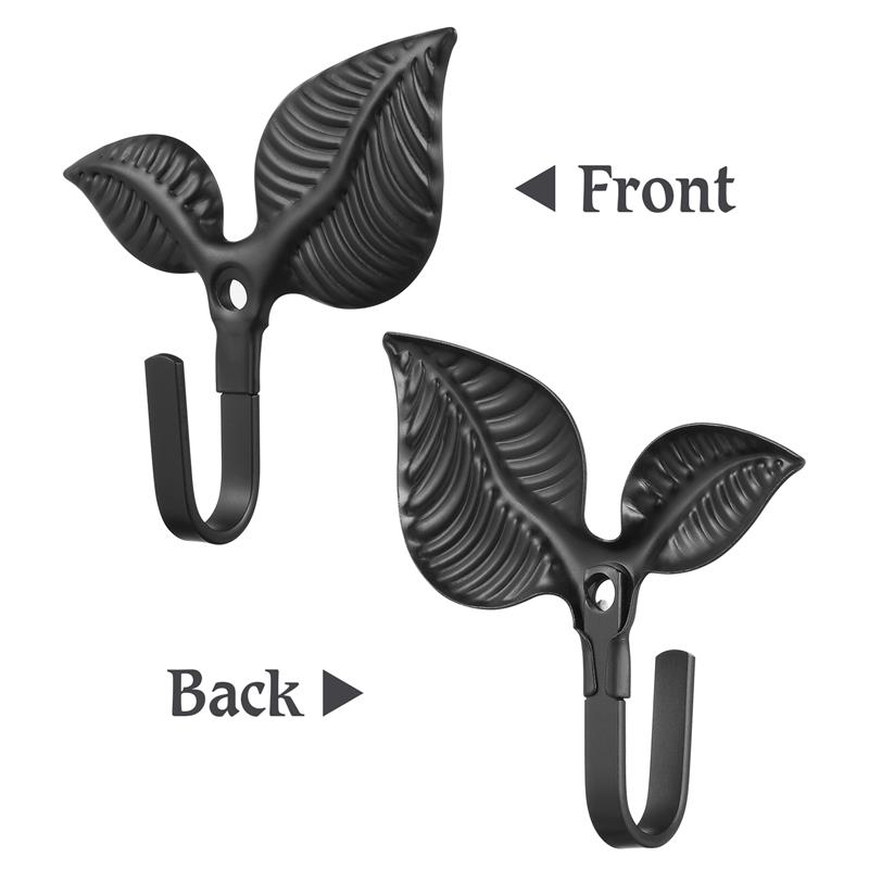 4Pcs Wall Mounted Leaf Hook Wrought Iron Rustic Wall Hook Decorative Coat Hook Vintage Coat Hooks for Bags Hats Keys Towels