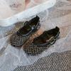 Girls Princess Shoes Sparkling Hollowed-Out Sandals for Kids 2025 Summer New Flat Shoes Mesh Hook&loop Toddlers Breathable Ins