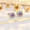 Simple and Personalized Colorful Zircon Stud Earrings Niche Cute Mini Geometric Round Earrings