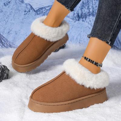 Mode Dicke Sohle Pelzige Schneestiefel Damen 2025 Winter Weiche Klobige Plateau Flauschige Pelz Stiefeletten Warm Kurzer Plüsch Wildleder Freizeitschuhe