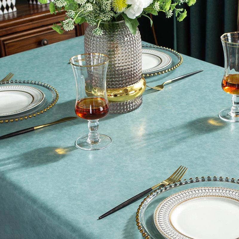 Față de masă din piele PU impermeabilă, dreptunghiulară, pătrat rotund, cu dantelă, pentru petrecerea de aniversare, decor antiderapant pentru bucătărie