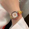 Square Full Diamond Fashion Watch Women'S Temperament Diamond-Encrusted Small Dial Wind Leather Strap Watch