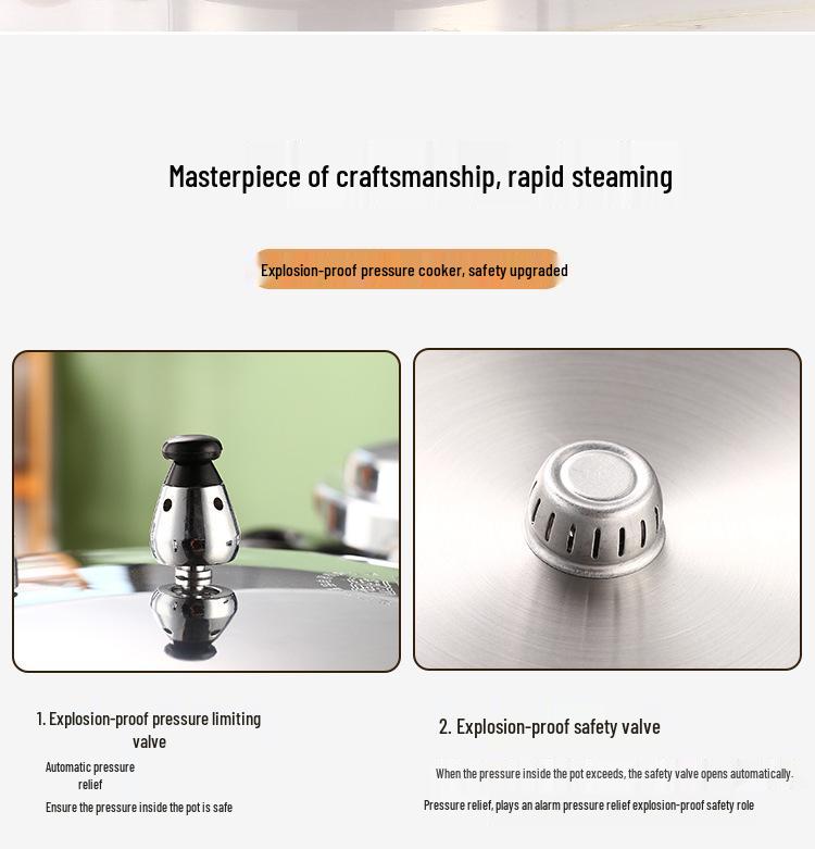Oală sub presiune universală Fubao, îngroșată, sigură, rezistentă la explozii, pentru uz casnic și comercial