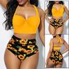 Women Sunflower Print Bikini Set Swimsuit Two Piece Bathing Suit Swimwear Beach Wear Tankinis