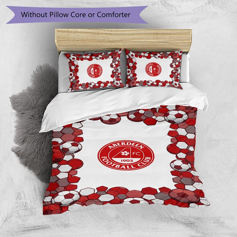 Set Biancheria da Letto Stampato Aberdeen FC 3 Pezzi Copripiumino Traspirante con Federe Biancheria da Letto Decorativa per Camera da Letto Casa