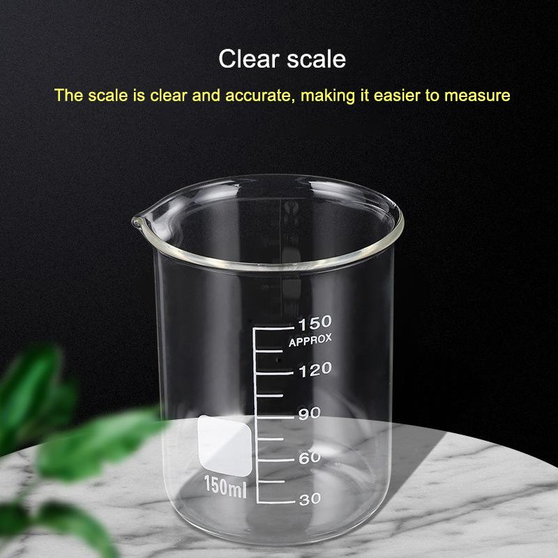 Transparent High Borosilicate Glass Measuring Cup Clear Scale Cup Laboratory Beaker Kitchen Tool Baking Measuring Cups 50-150ml