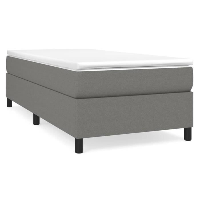 VidaXL Lit à sommier tapissier avec matelas Gris foncé 100x200cm Tissu - Modèle 3144400