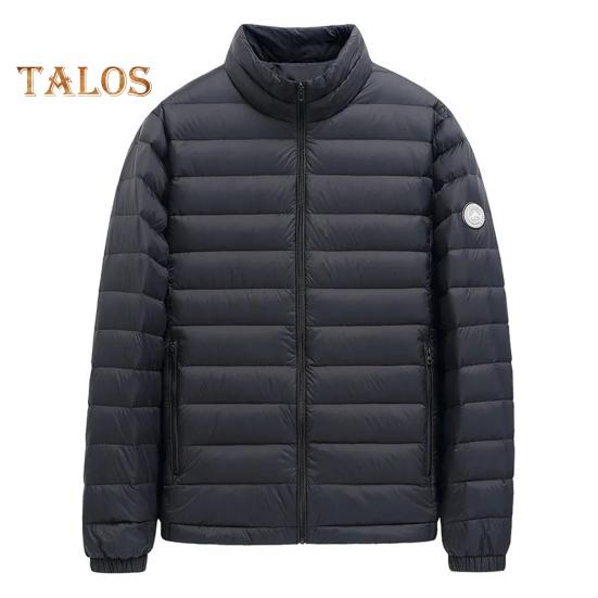 Men Cotton Coat Stand-Up Collar Long Sleeve Solid Color Quilted Jacket with Pockets Winter Lightweight Short Outwear