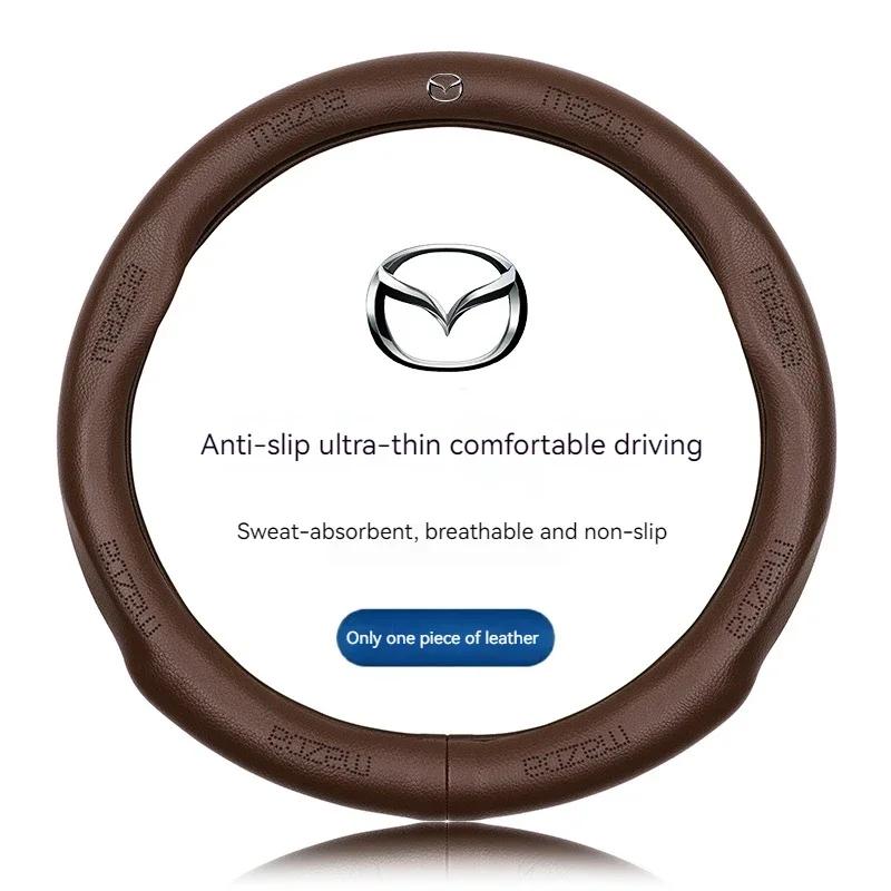 2025 Hot For Mazda 3 5 6 SKYACTIV Axela Atenza CX30 CX5 CX8 CX9 MX5 RX8 RX7 BT50 Carbon fiber Leathe Car Steering Wheel Cover Ac