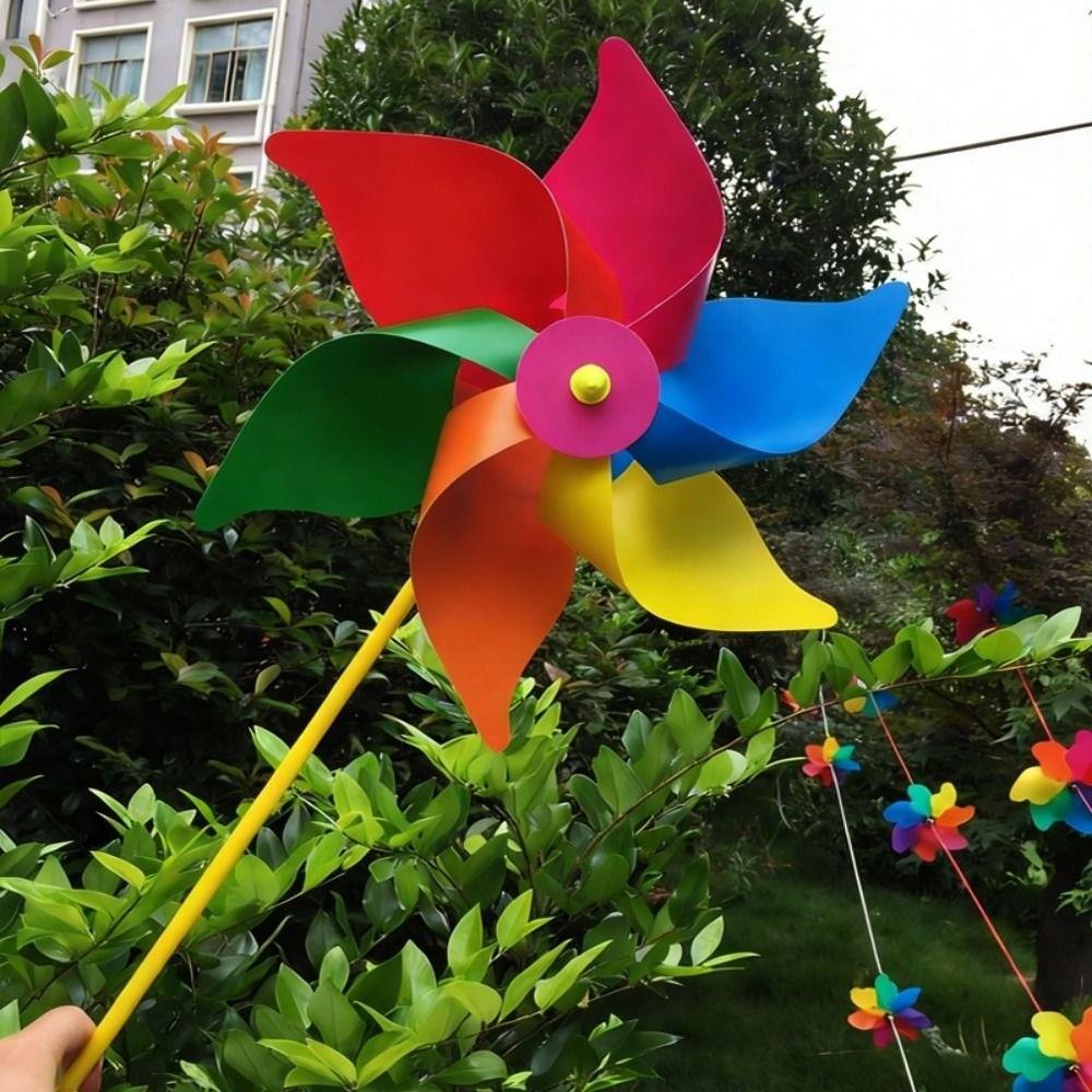 2pcs PVC Six Leaf Pinwheel Windmill Colorful Wind Windmill Wind Spinner  Garden Yard Art Decoration