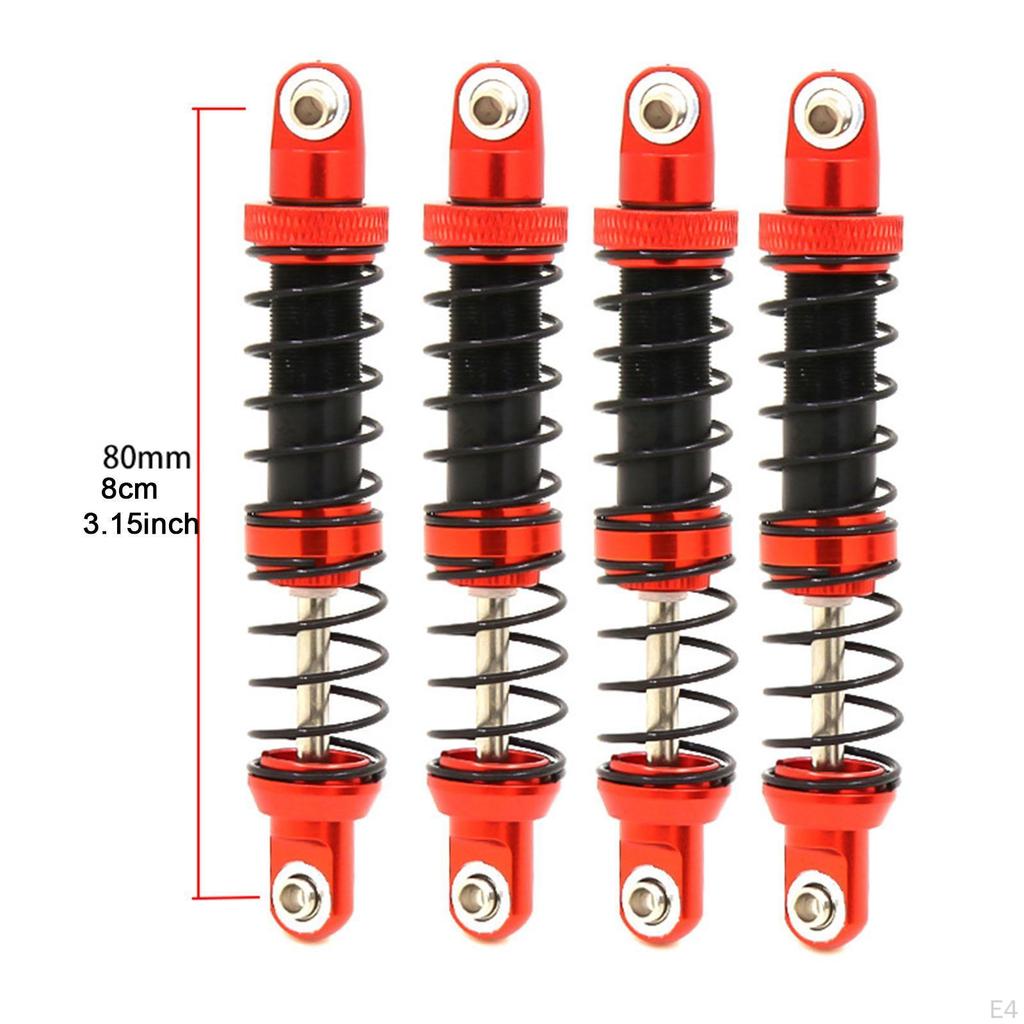 Oil Adjustable Damper Kit with Springs for RC Crawler Car, Compatible 1/10 SCX10 I II III